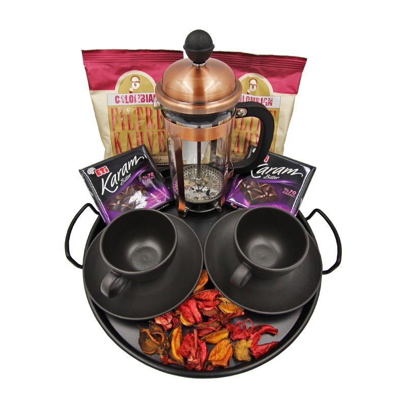 Porselen Black French Press Turkish Coffee Set Gift from wakebonline