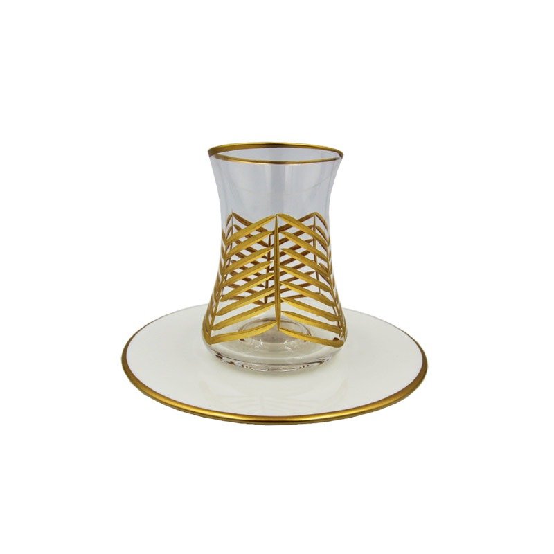 Porcelain Turkish Tea Cups High Quality Gold Bej